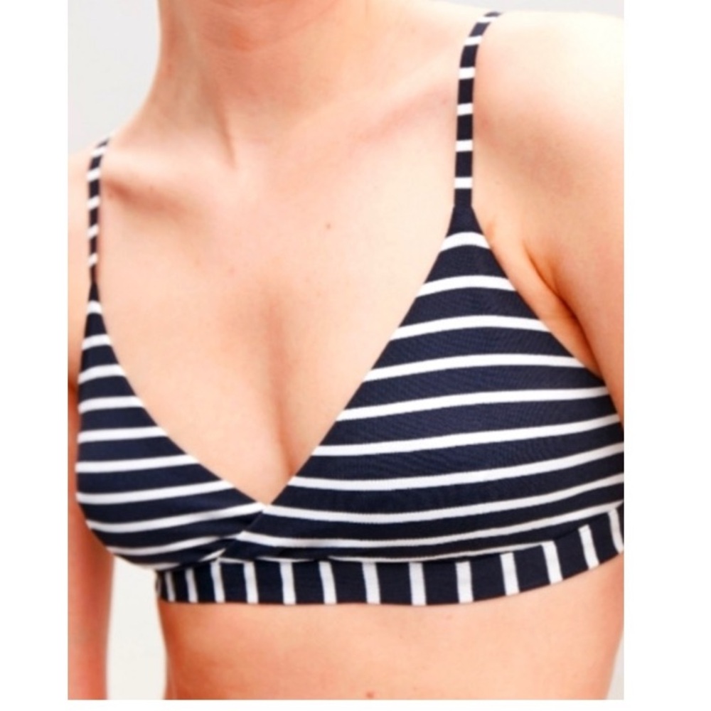 COS Textured Knit Nautical Striped Crossover Boho Bikini Swim *TOP in Size 10